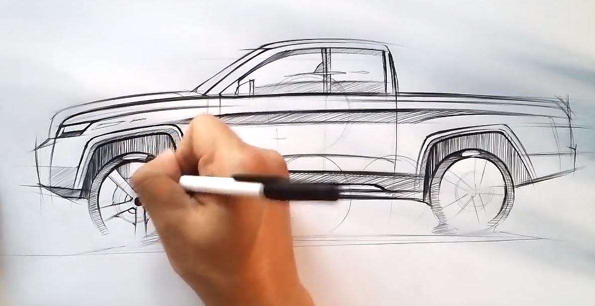 1186x611 How To Draw A Pickup Truck