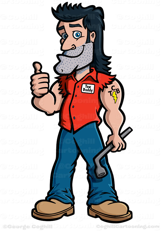 640x914 Redneck Mechanic Cartoon Character Mascot
