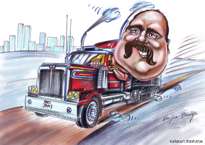700x495 Truck Driver Caricature