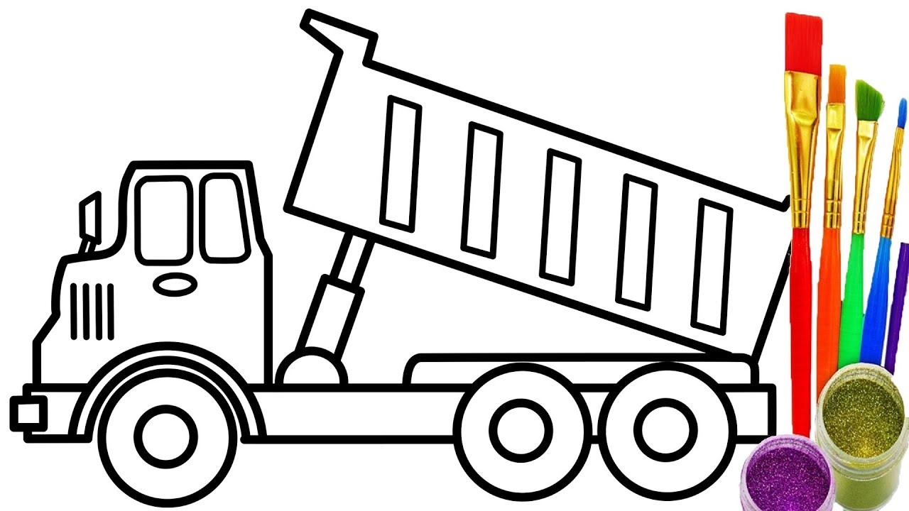 1280x720 How To Draw Dump Truck Coloring Pages Kids Learn Colors