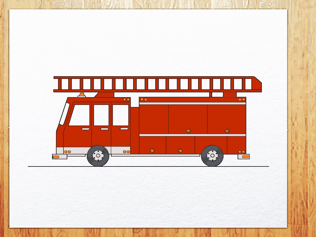 1056x793 How To Draw Fire Truck
