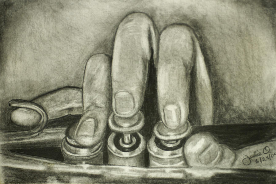 900x600 Trumpet Fingers Drawing By Julie Opell