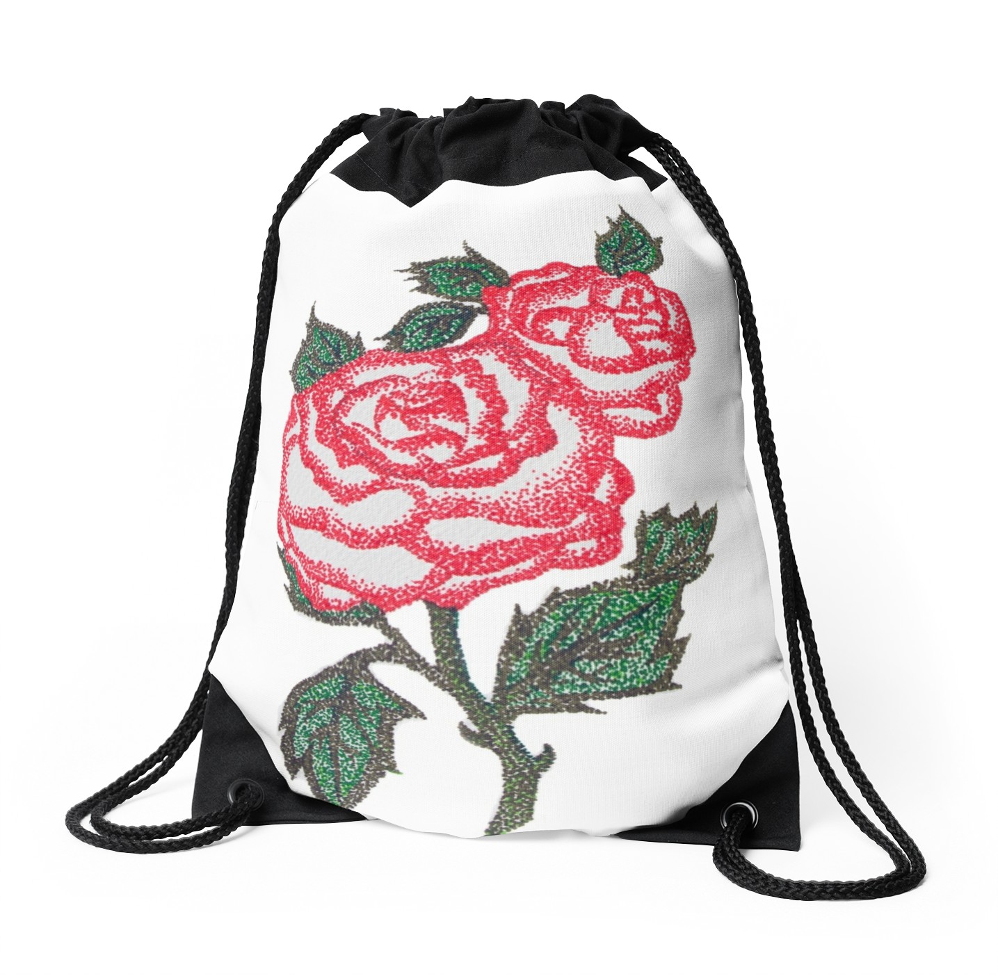 1435x1404 Tudor Rose Pointillism Drawstring Bags By Eloisarelish Redbubble