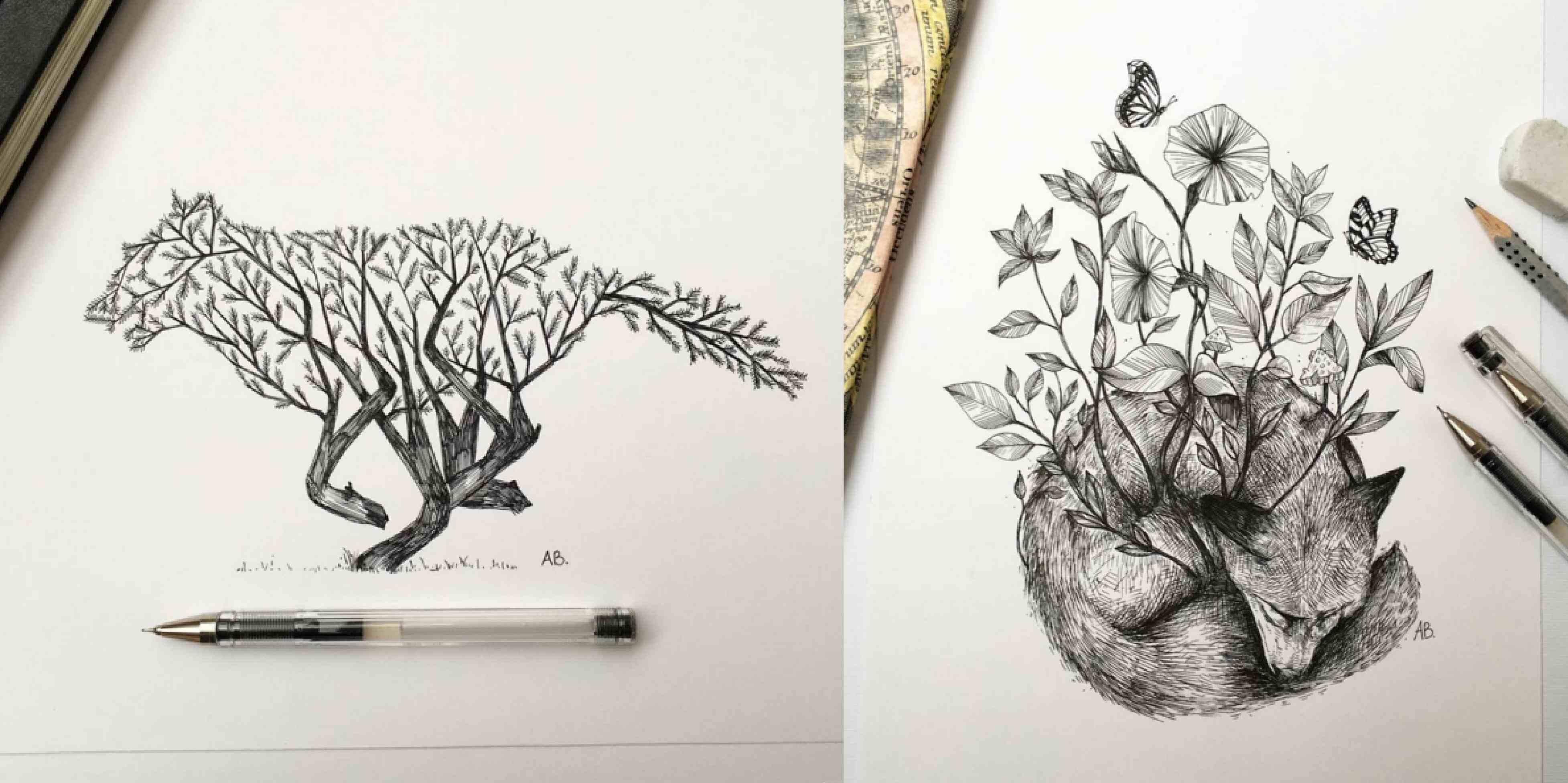 Creative Beautiful Pencil Drawings Of Nature / Cool art drawings nature ...