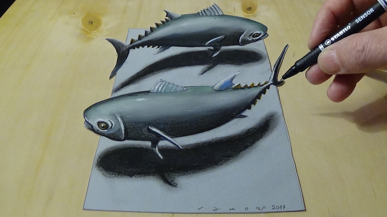 1280x720 3d Drawing Tuna Fish