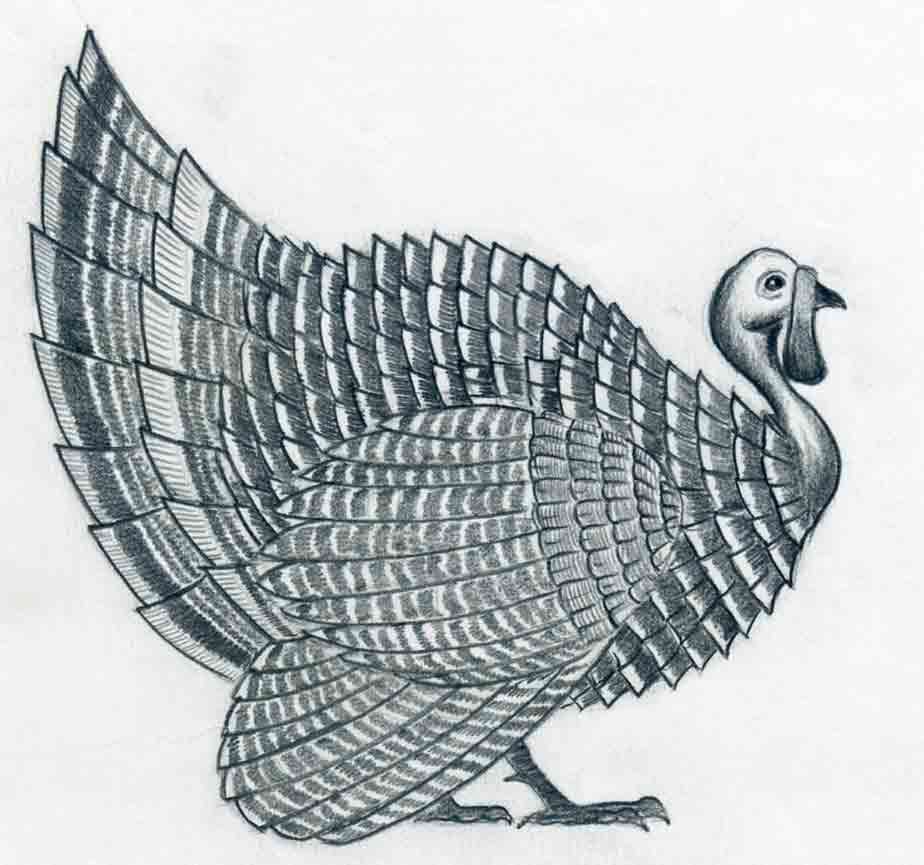924x865 To Draw A Turkey In Pencil