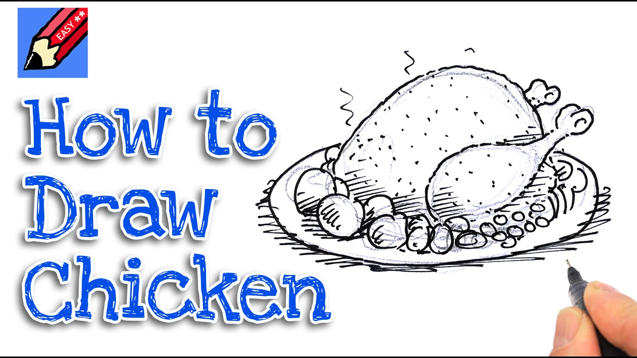 1280x720 How To Draw A Roast Turkey Real Easy For Kids And Beginners