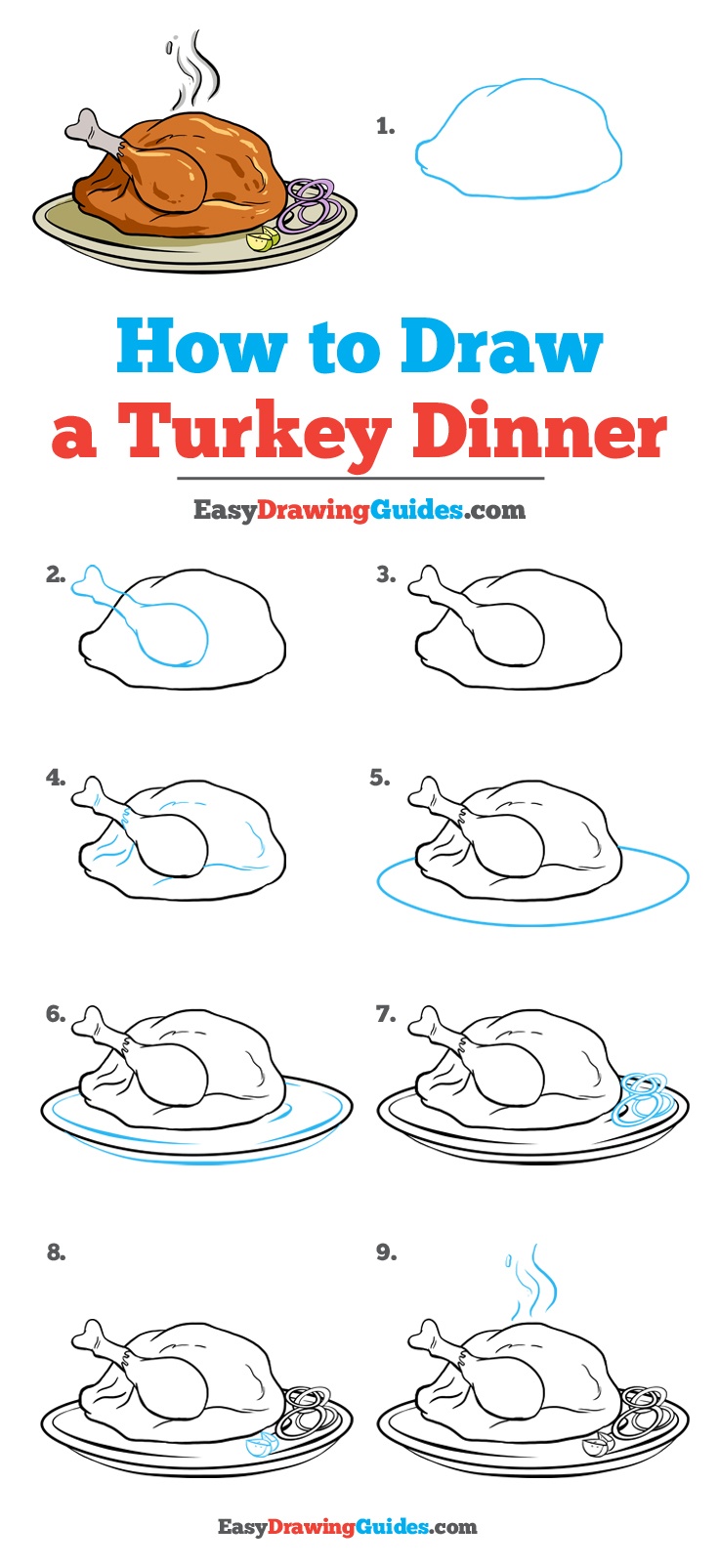 736x1605 How To Draw A Turkey Dinner