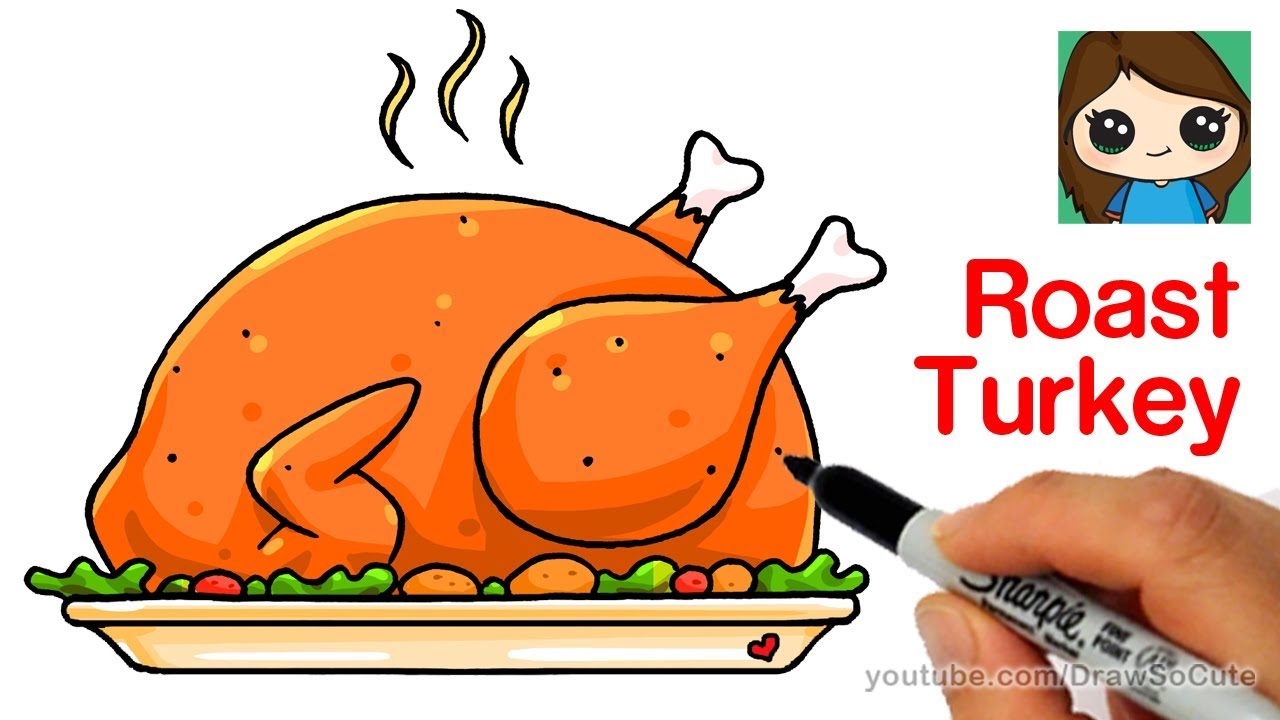 1280x720 New Cooked Turkey Drawing How To Draw A Roast Dinner Easy