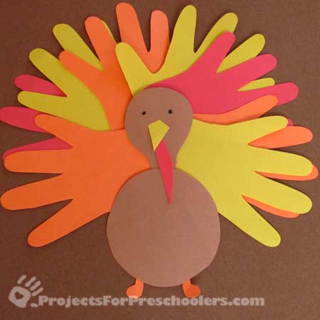 450x450 Make Hand Print Turkeys From Colored Paper
