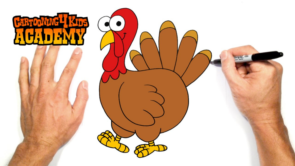 1024x576 How To Draw A Turkey For Kids How To Draw A Turkey Cartoon