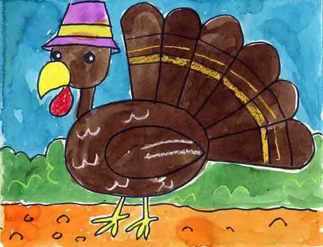 650x497 How To Draw A Cartoon Turkey. Free Pdf Tutorial