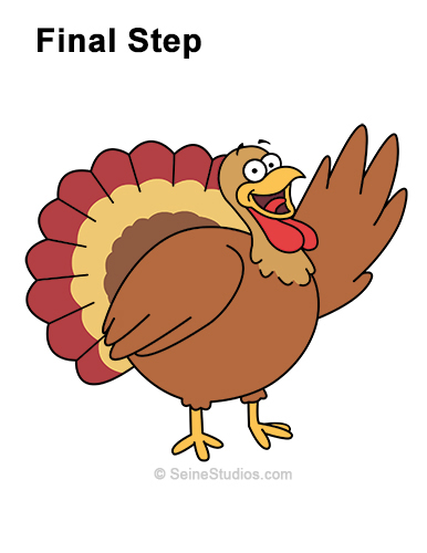 386x500 How To Draw A Cartoon Thanksgiving Turkey