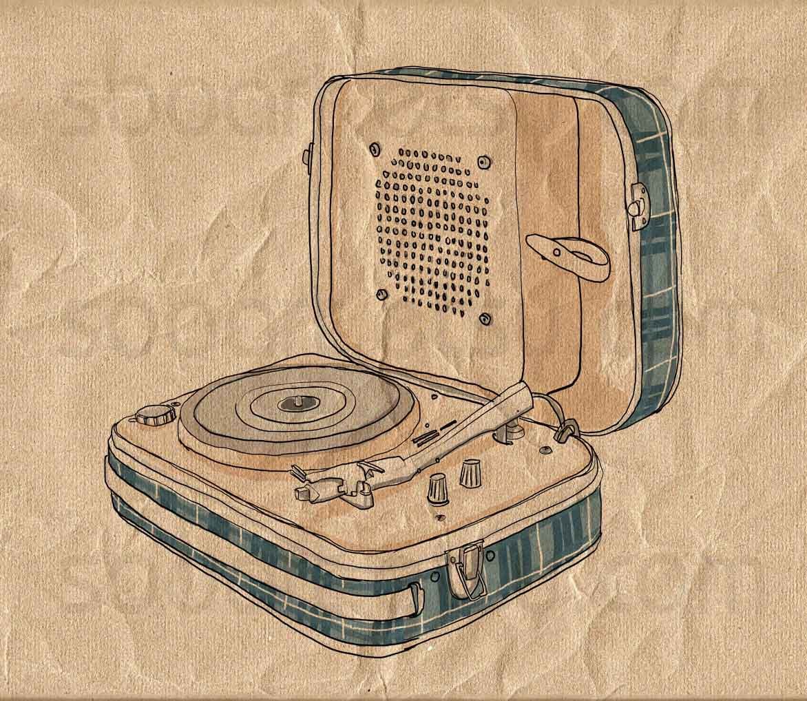 1172x1018 Vintage Turntable Digital Image Sheet Original Illustrate