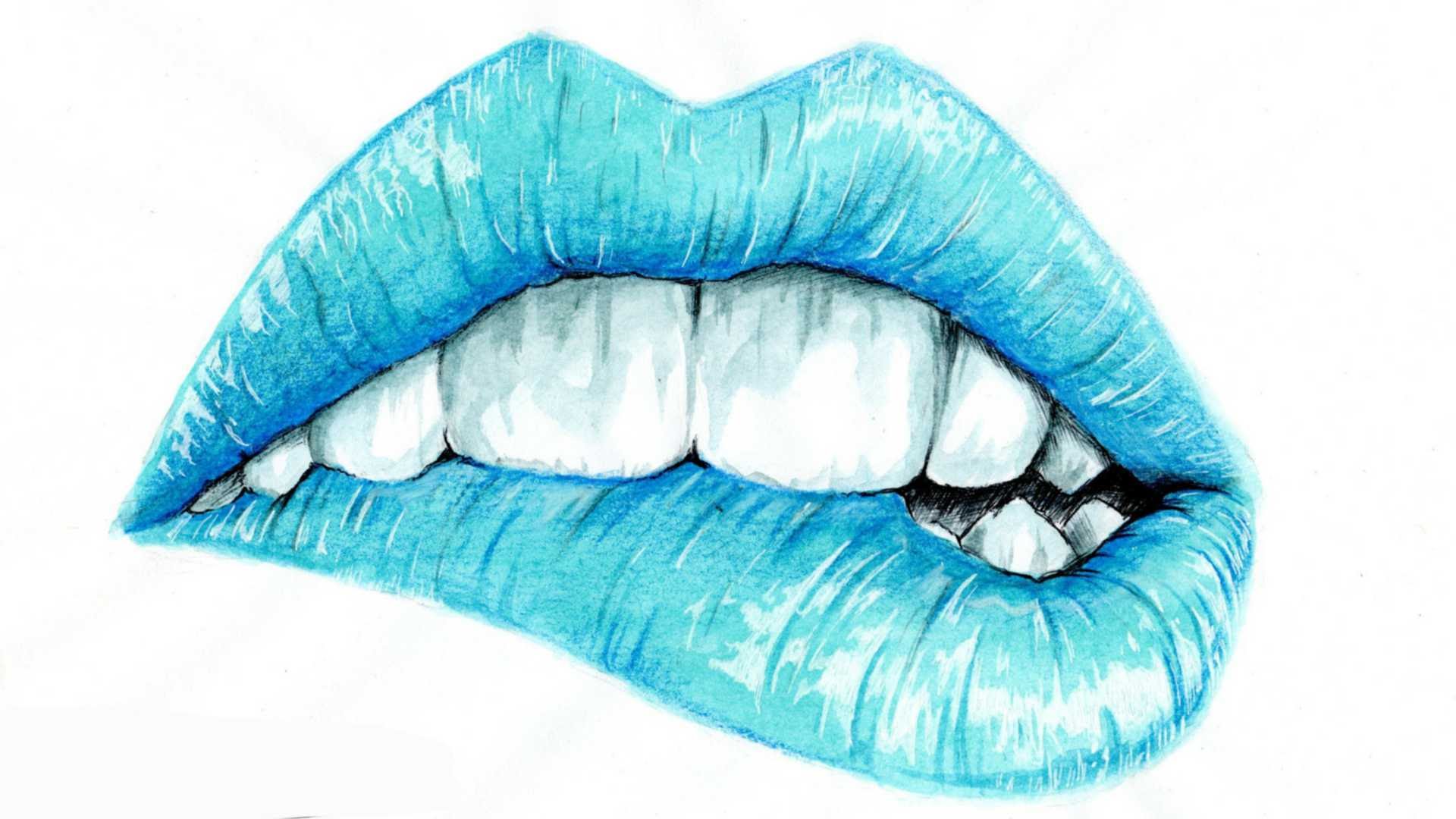 1920x1080 Speed Drawing Blue Lips Disegno In Time Lapse Di Labbra Blu