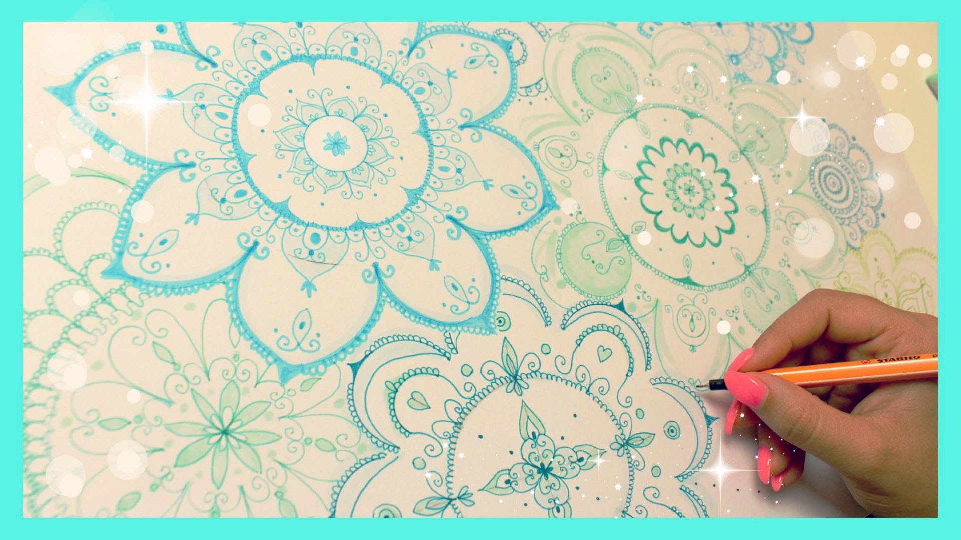 1920x1080 Turquoise Mandala Speed Drawing