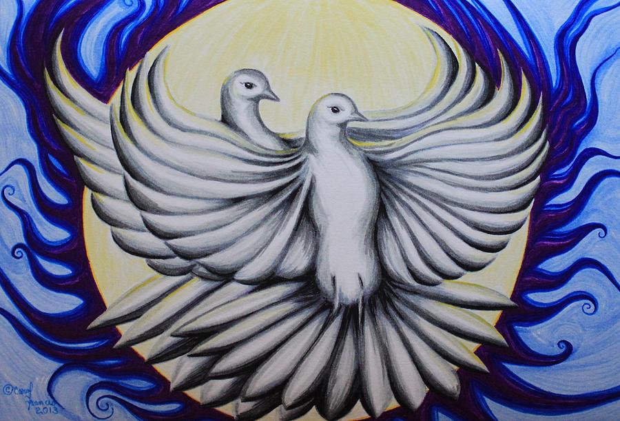 900x611 Two Turtle Doves Ii Drawing By Carol Frances Arthur