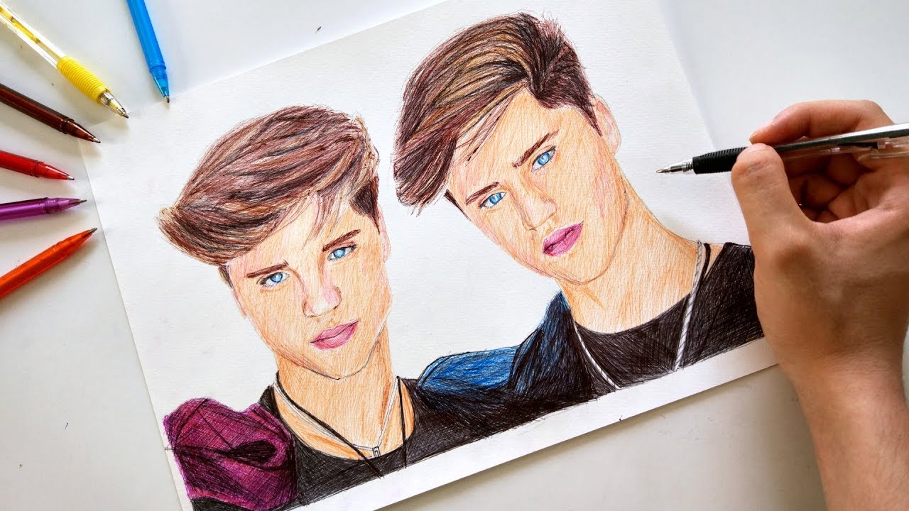 1280x720 Drawing The Martinez Twins With Ballpoint Pen