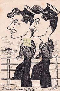 198x300 Old Ink Drawing Cartoonist Signed Cyril Hards Navy Military Twins