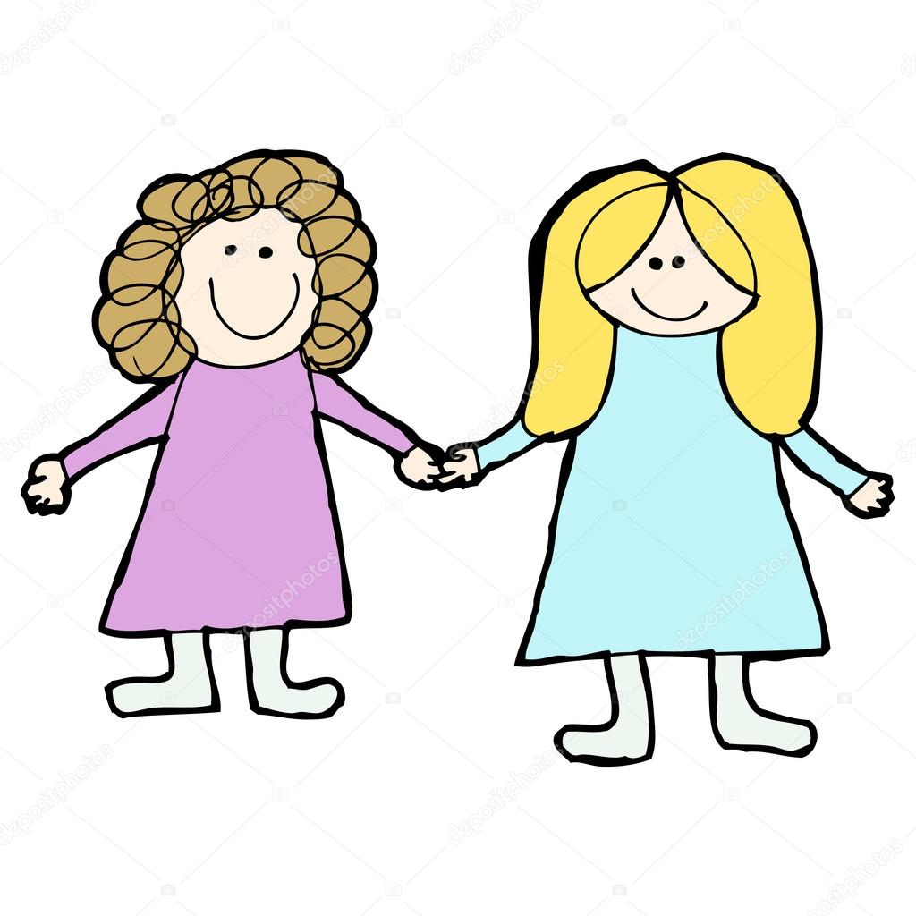 1024x1024 Drawing Of Two Best Friends Stock Vector Lineartestpilot