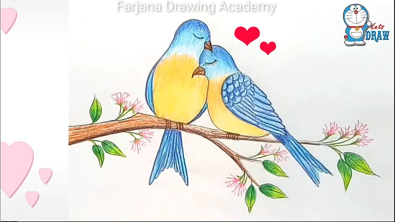 1280x720 How To Draw Two Birds In Love Step By Step