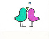 170x135 Items Similar To Adorable Drawing Of Two Birds Kissing,cute Birds