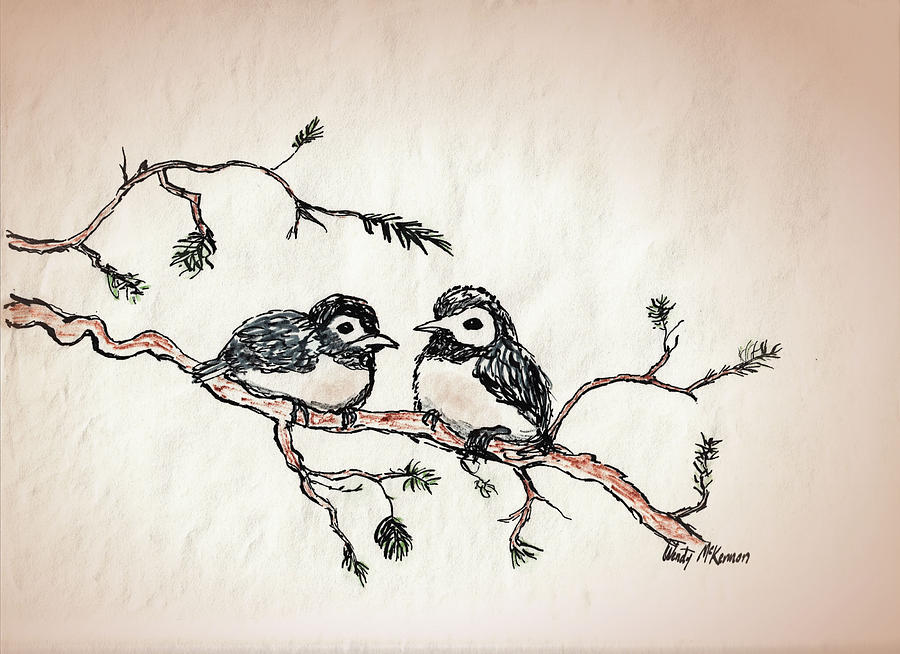 900x654 Two Birds Drawing By Wendy Mckennon