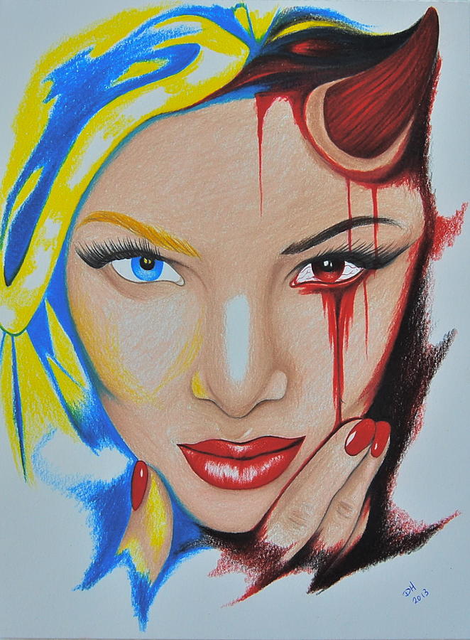 662x900 Two Faced Drawing By Photos By Staci Art By Douglas