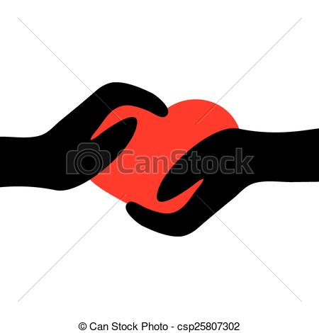 450x470 Two Hands Holding Heart.vector Illustration. Vector Clipart