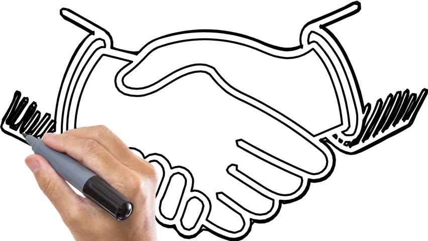 852x480 Whiteboard Animation Of Two Person Hand Shaking. Animated Sketch