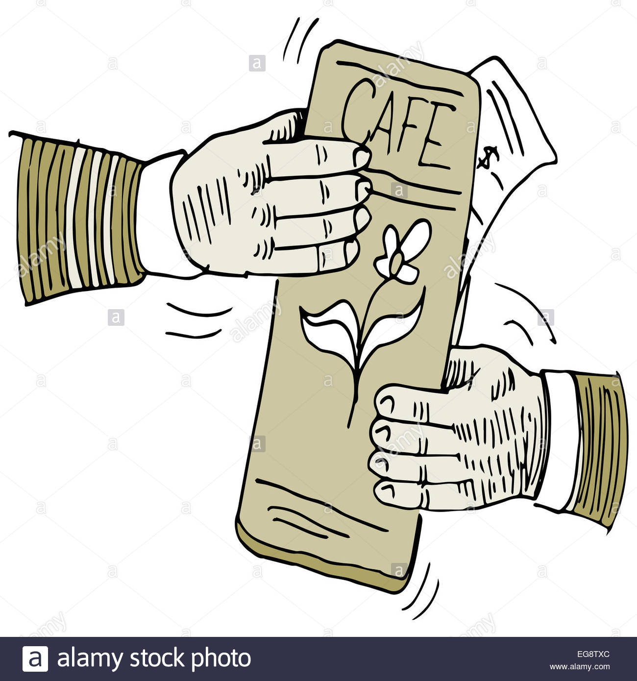 1300x1390 An Image Of Two People Fighting Over Who Pays The Bill Stock Photo