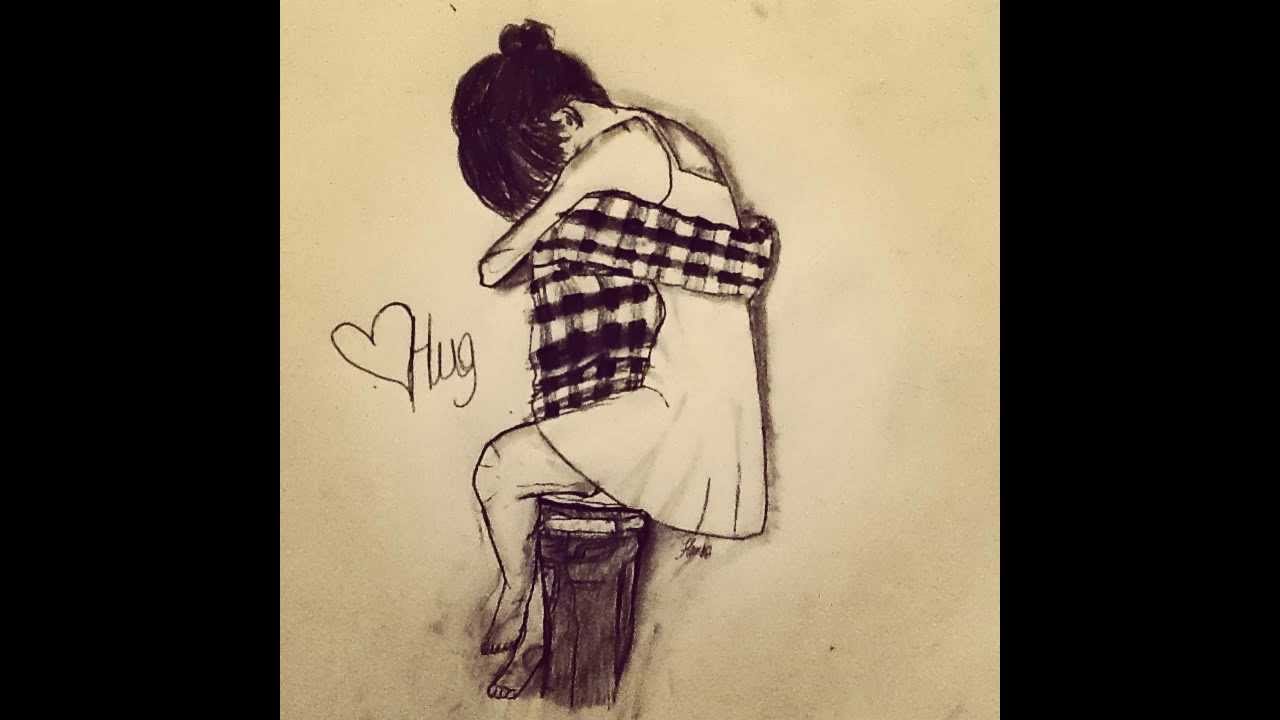 1280x720 Couple Hugging Drawing