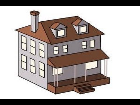 480x360 How To Draw A House, Two Story House