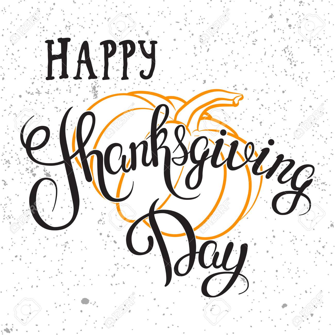 1300x1299 Happy Thanksgiving Day Hand Drawn Lettering Poster.vector Isolated