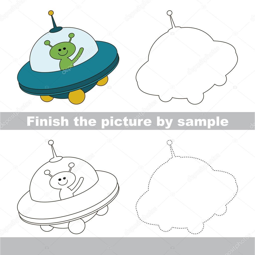 1024x1024 Ufo. Drawing Worksheet. Stock Vector Anna Mikhailova