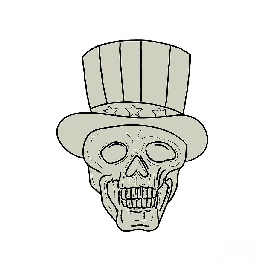900x900 Uncle Sam Top Hat Skull Drawing Digital Art By Aloysius Patrimonio