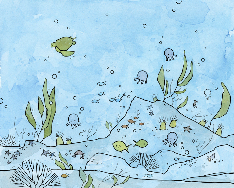 800x642 Under The Sea! Underwater Ocean Illustrations Sea Drawing, Sea