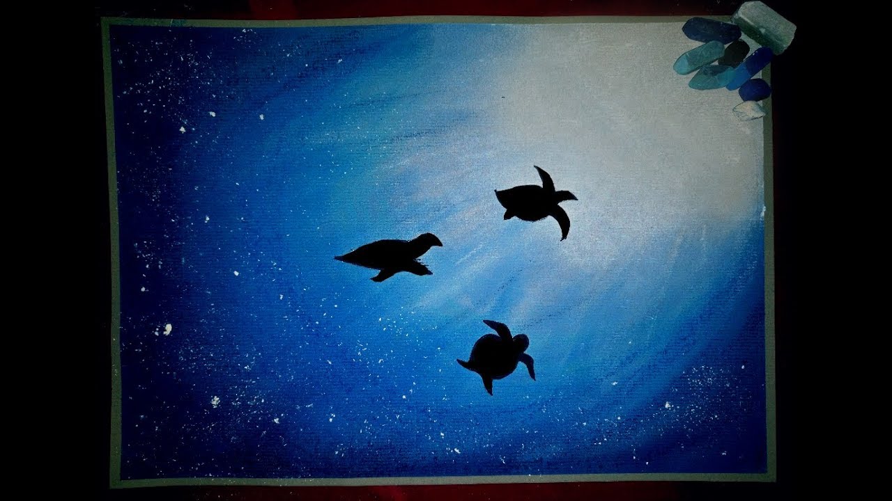1280x720 Beauty Of Ocean Soft Pastel Drawing Tortoise Under Water
