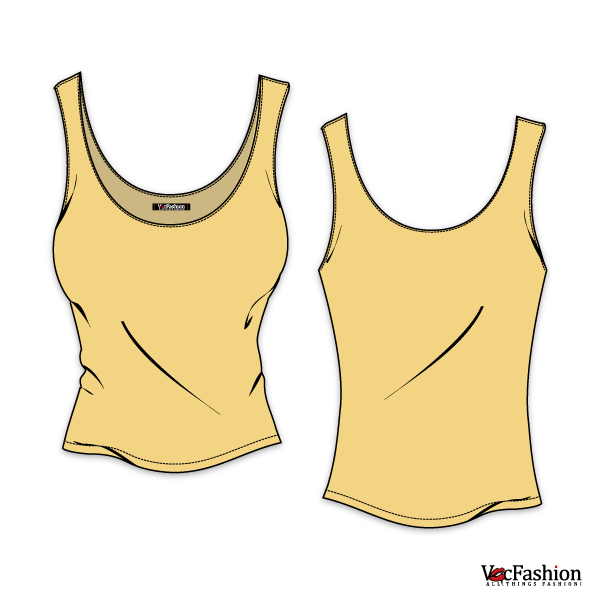 600x600 Women's Tank Top Vector Template Technical Drawings