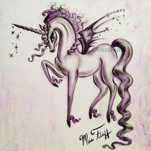 300x300 Unicorn With Bat Wings Original Drawing 9x12 Miss Fluff's Boutique