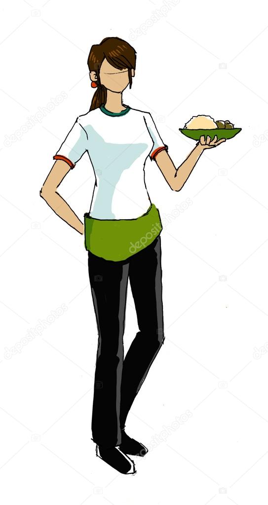 543x1023 Waitress Uniform Drawing Stock Photo Glowonconcept
