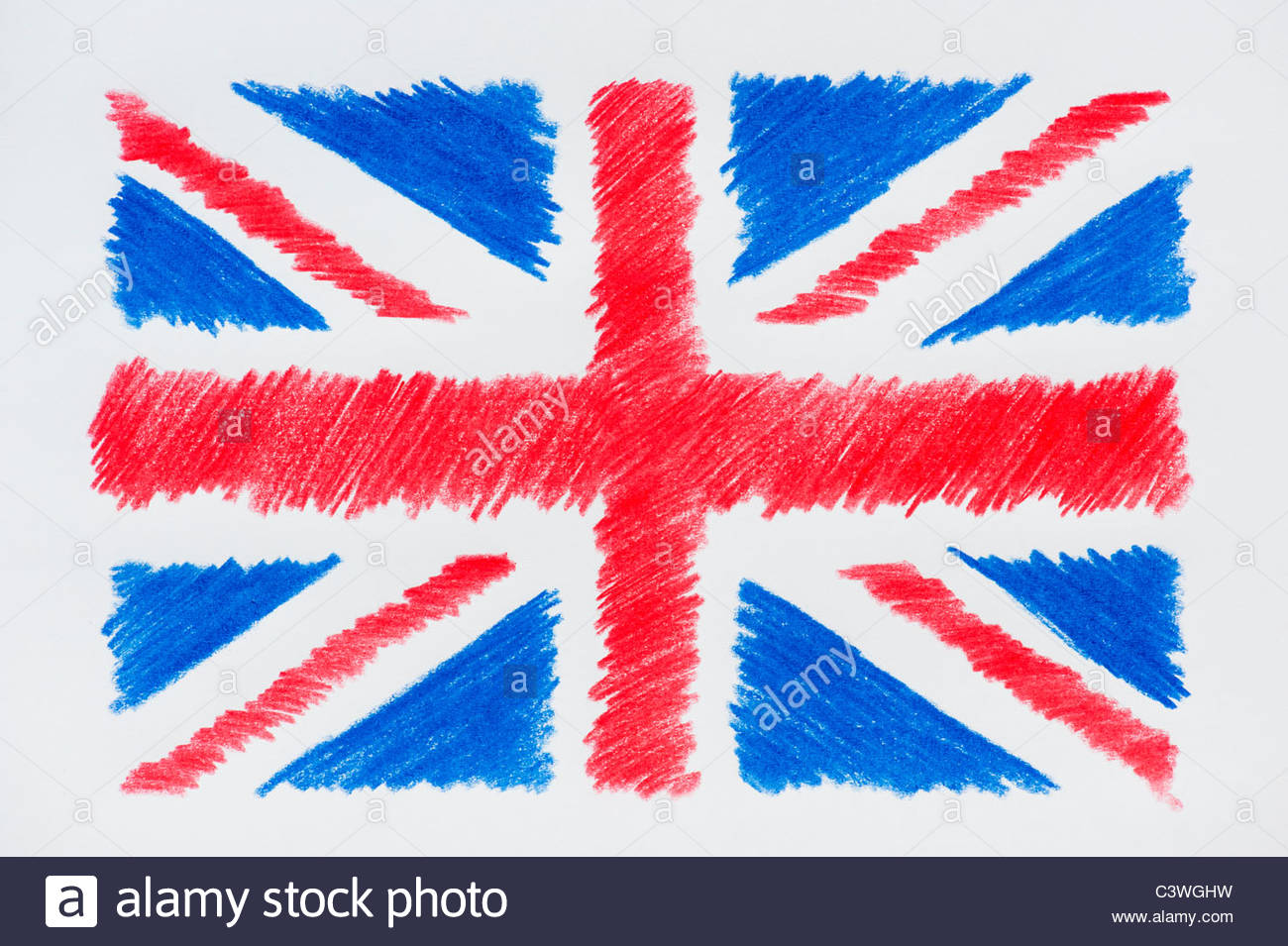 1300x955 Union Jack. Coloured Pencil Drawing Stock Photo 36826549