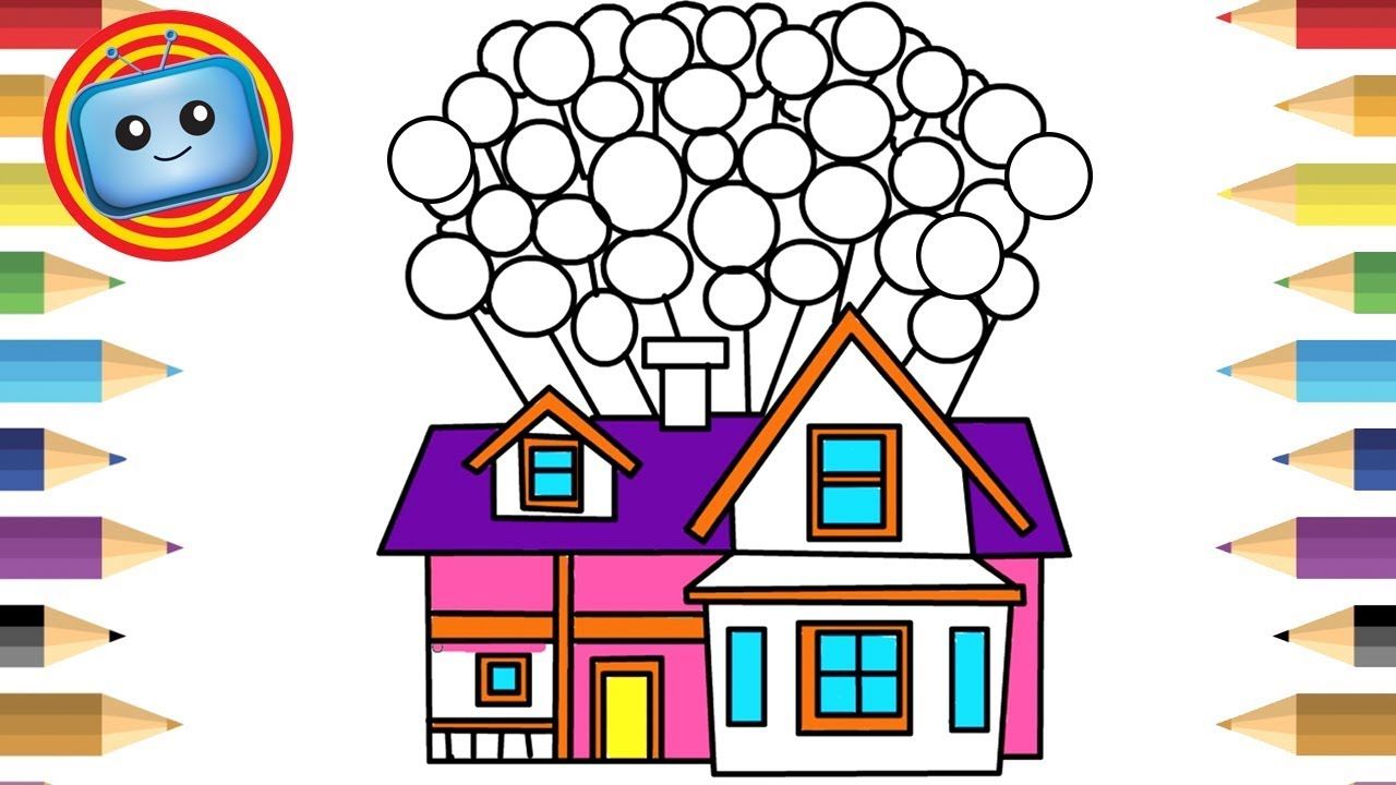 1280x720 How To Draw A House From Up Flying House Colouring Book