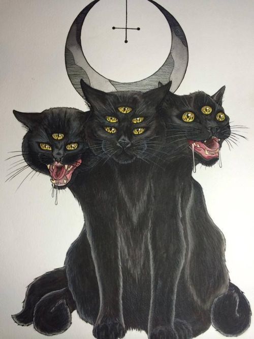 500x667 Drawing Illustration Art Eyes Moon Cats Goth Black Cat Fangs