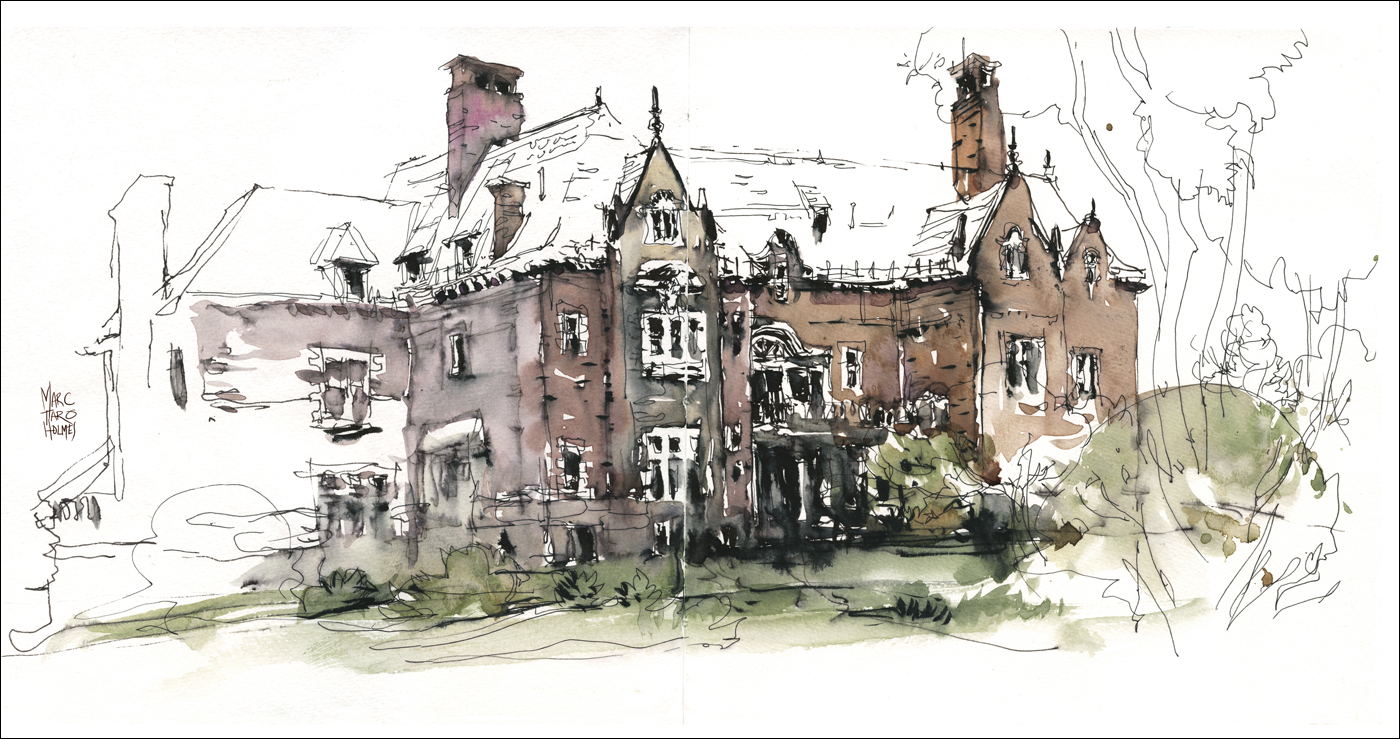 1400x739 Step By Step Drawing Example Davis House Dot Plot Urban Sketchers