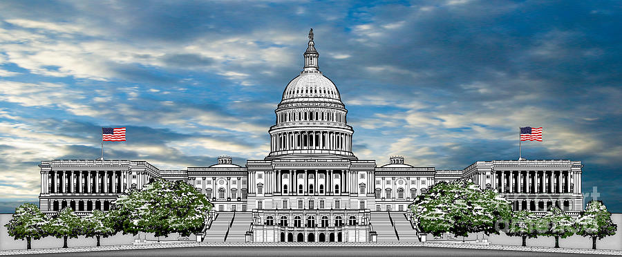 900x372 United States Capitol Building Drawing By Doug Larue