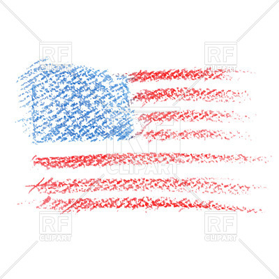 400x400 Crayon Drawing Of Usa Flag Royalty Free Vector Clip Art Image