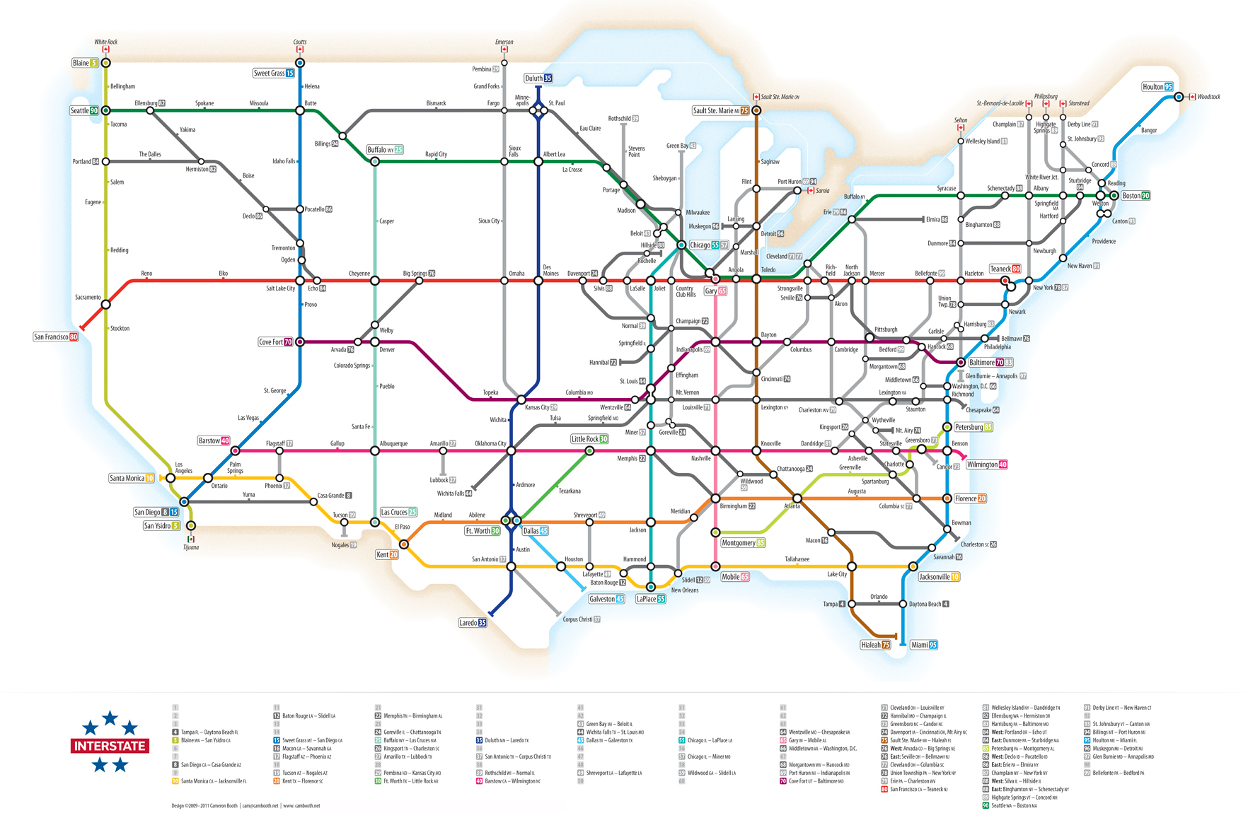 1764x1174 Us Interstate Highway System As A Subway Map