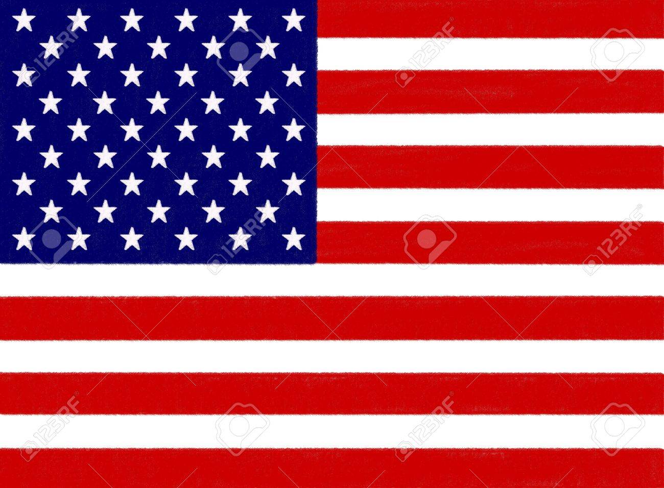 1300x956 Usa Flag Drawing By Pastel On Charcoal Paper Stock Photo, Picture