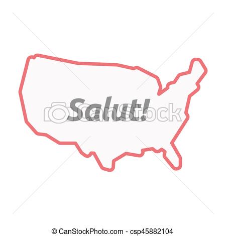 450x470 Isolated Usa Map With The Text Hello! In The French Vector